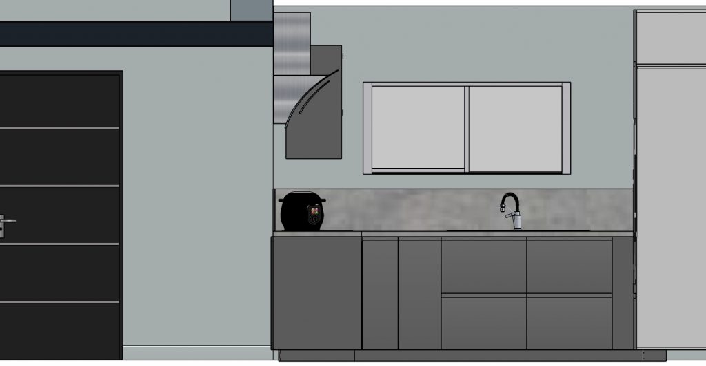 Sectional view of the cooking area